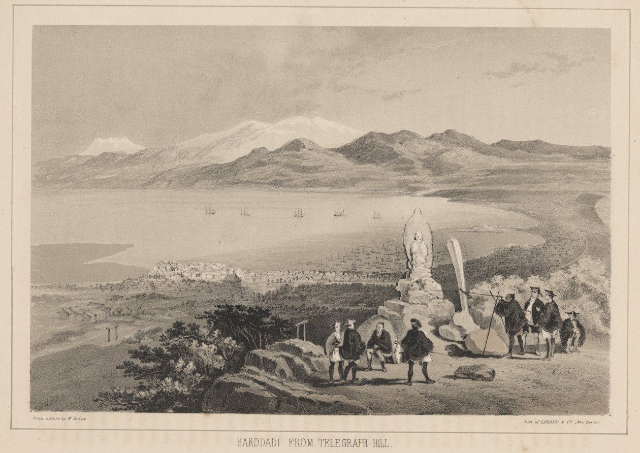 Hakodadi z Telegraph Hill, 1855 r. autorstwa Wilhelm Joseph Heine