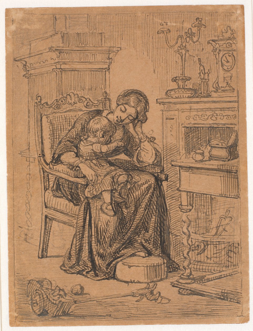 Matka i syn. Wnętrze autorstwa Wilhelm Marstrand