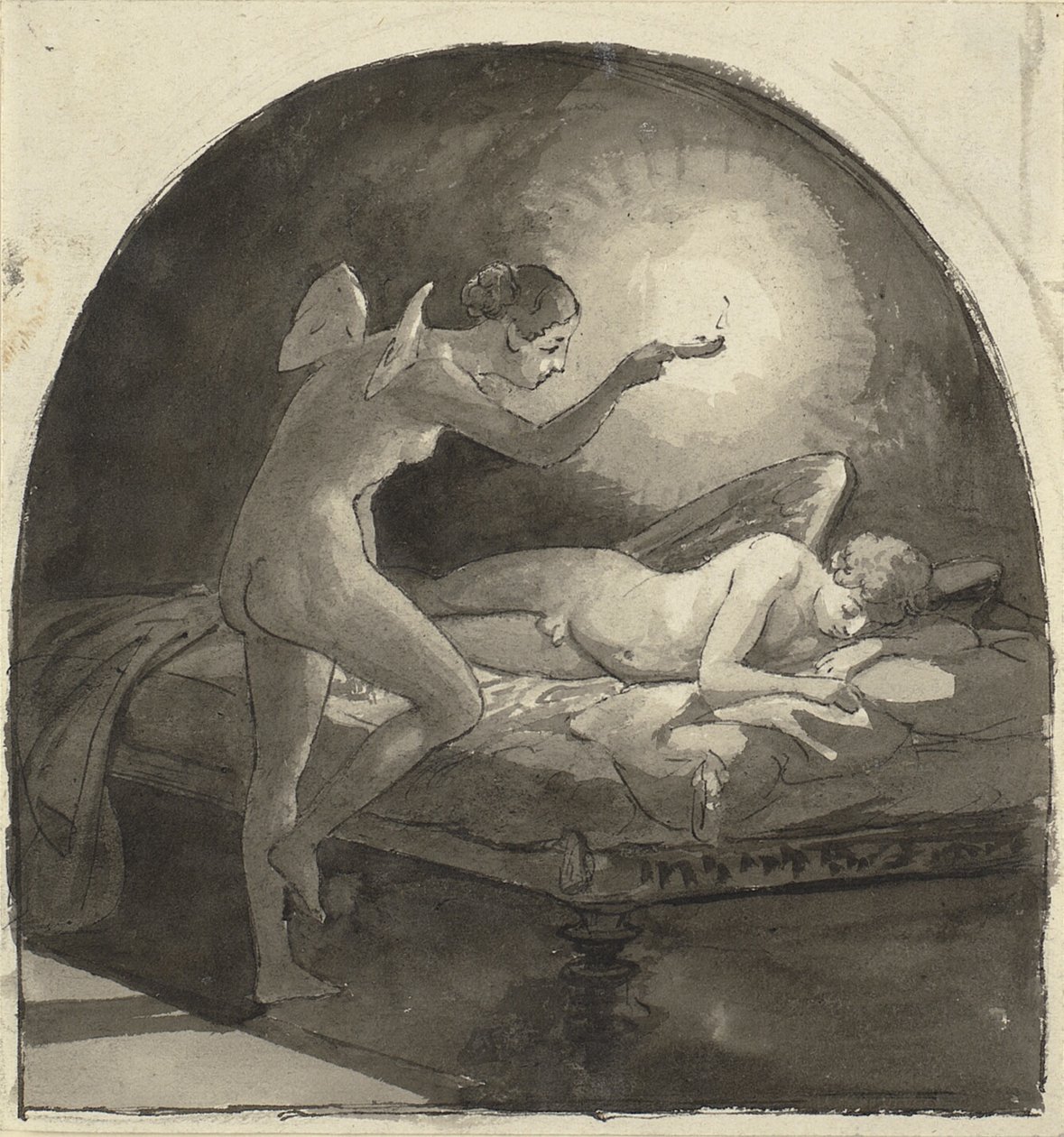 Psyche i śpiący Kupidyn autorstwa Wilhelm Marstrand