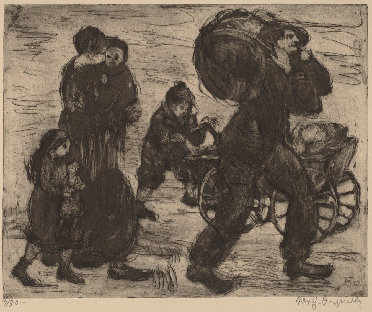 Rodzina uchodźców autorstwa Wilhelm Oesterle