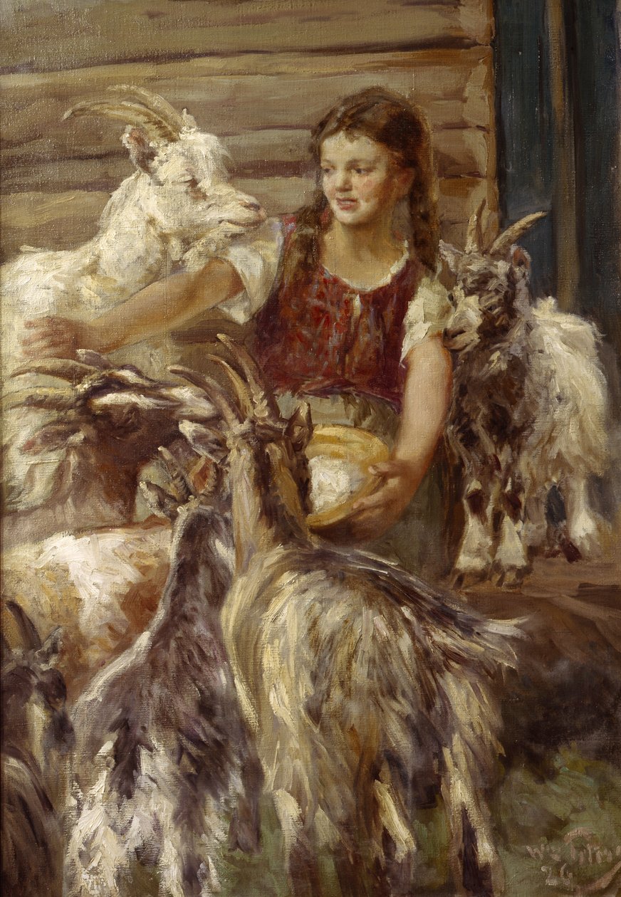Karmienie kóz autorstwa Wilhelm Peters