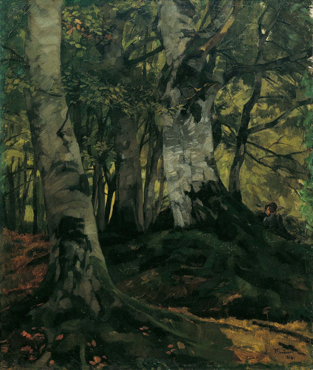 Las bukowy z kochankami autorstwa Wilhelm Trübner