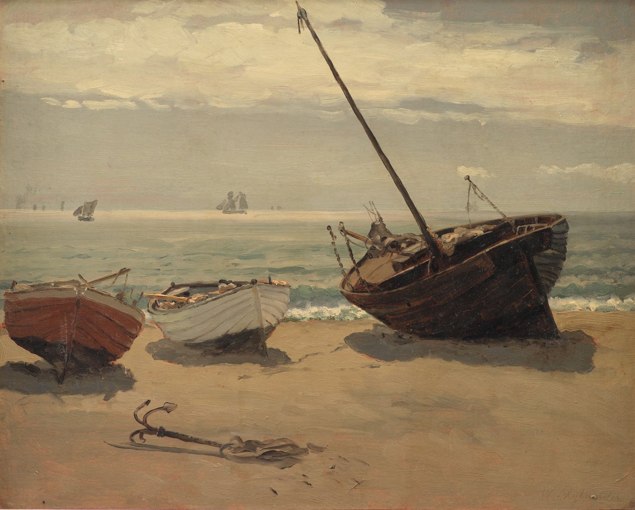 Łodzie na plaży. Skagen autorstwa Wilhelm Xylander
