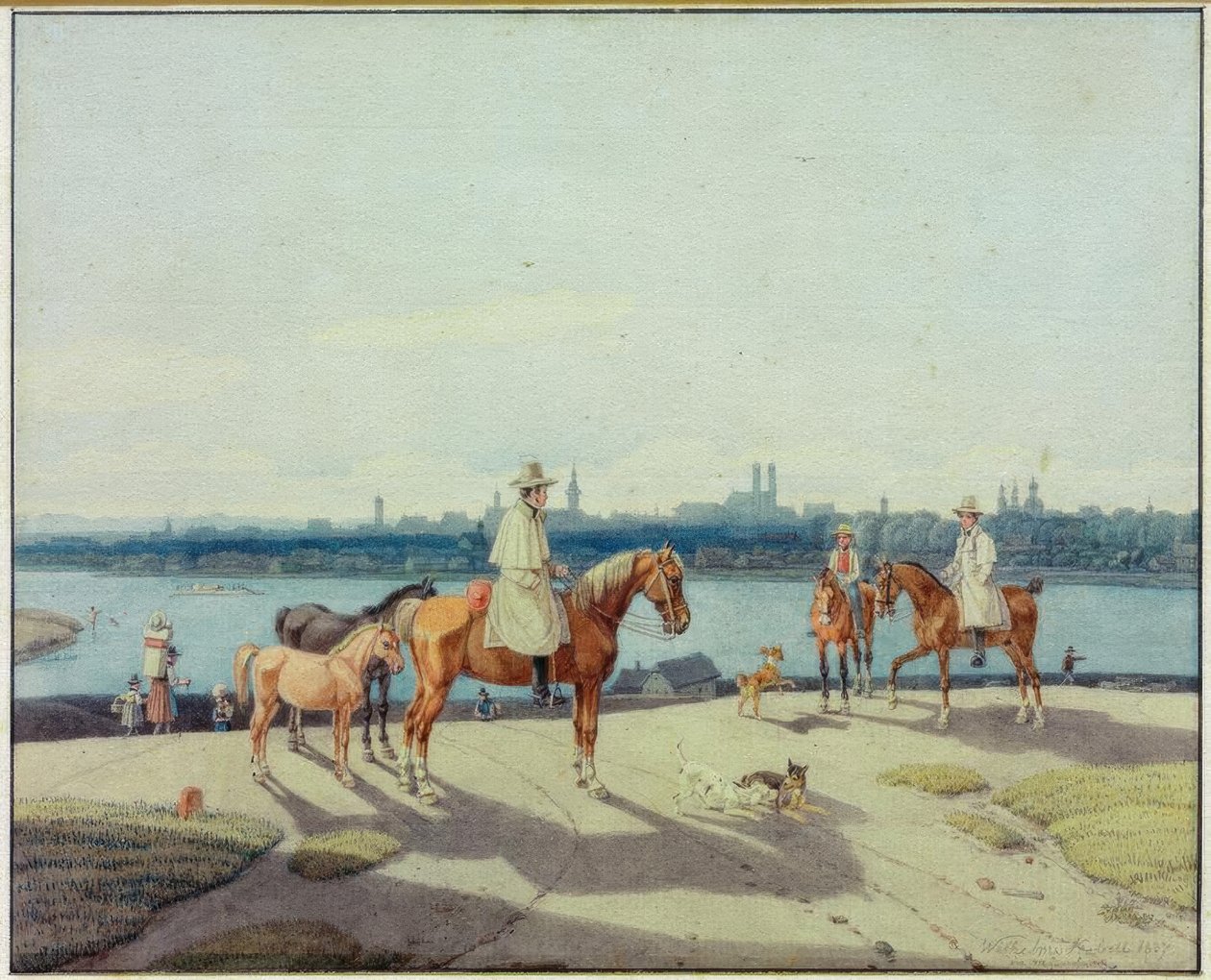 Jeźdźcy na brzegach Izary przed Monachium autorstwa Wilhelm von Kobell