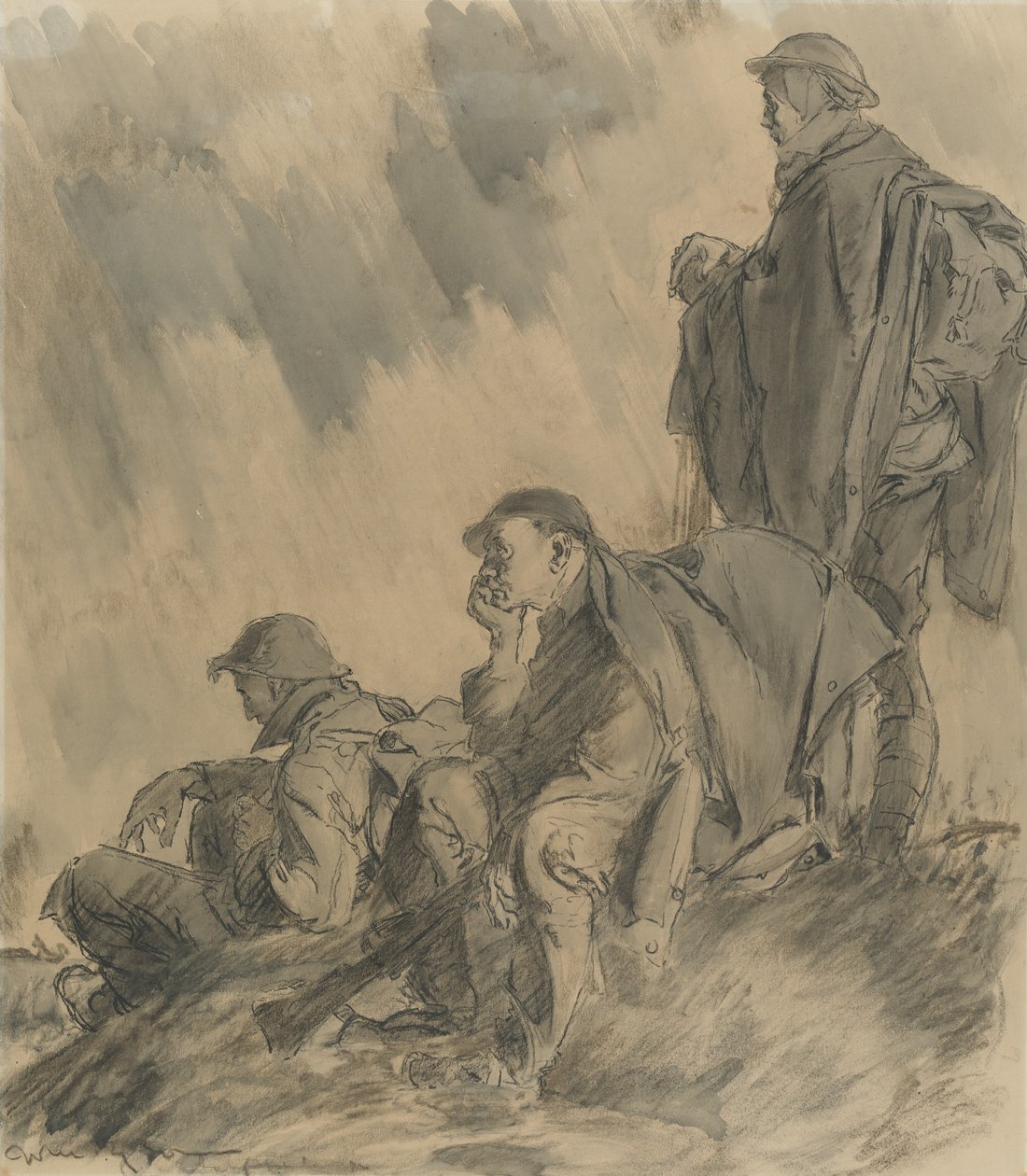 Wieczne oczekiwanie, 1917 (węgiel, ołówek i pranie na papierze) autorstwa Will Dyson