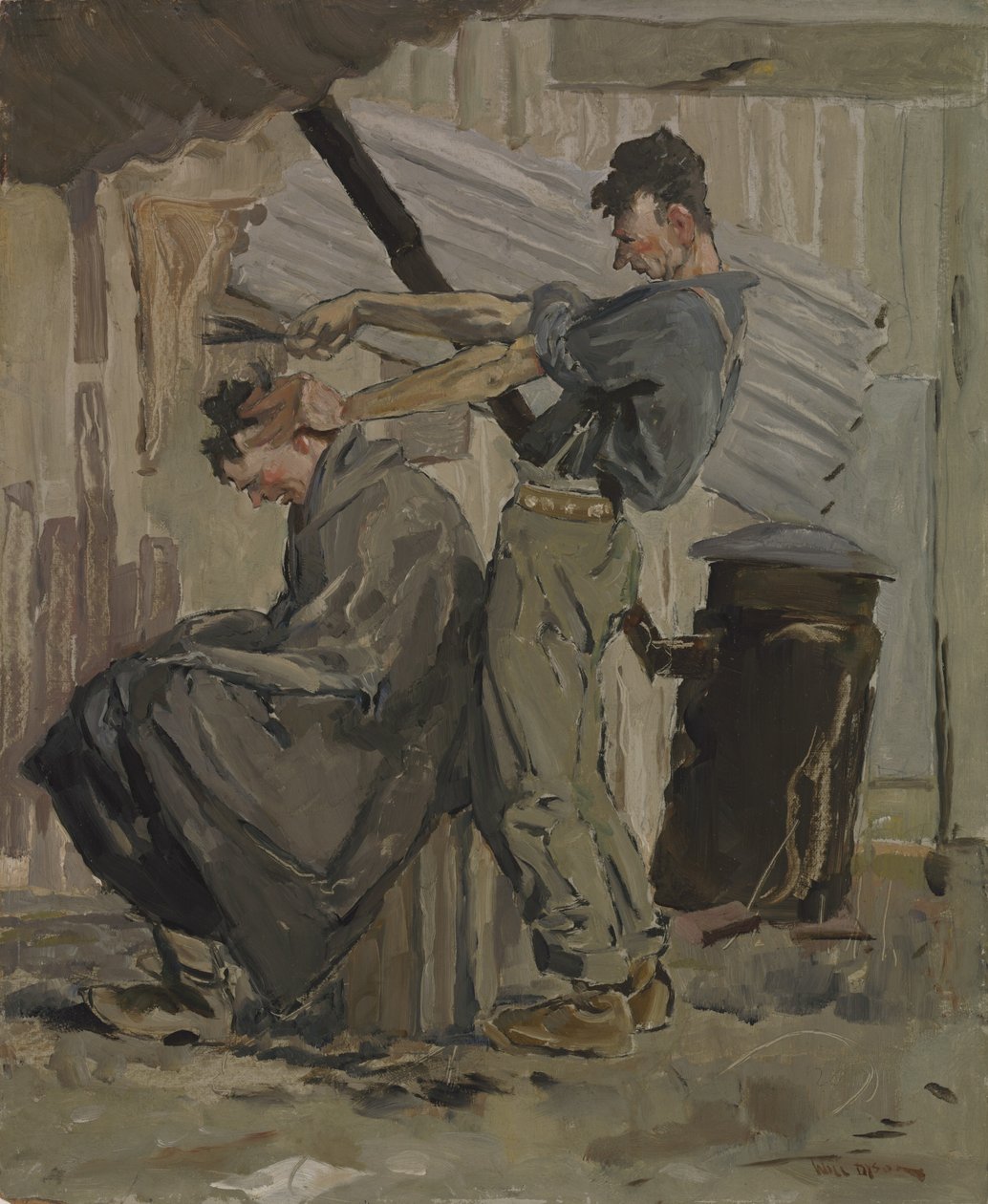 Amator („Kto obcina te włosy, ty czy ja”), 1920 (olej na tekturze) autorstwa Will Dyson