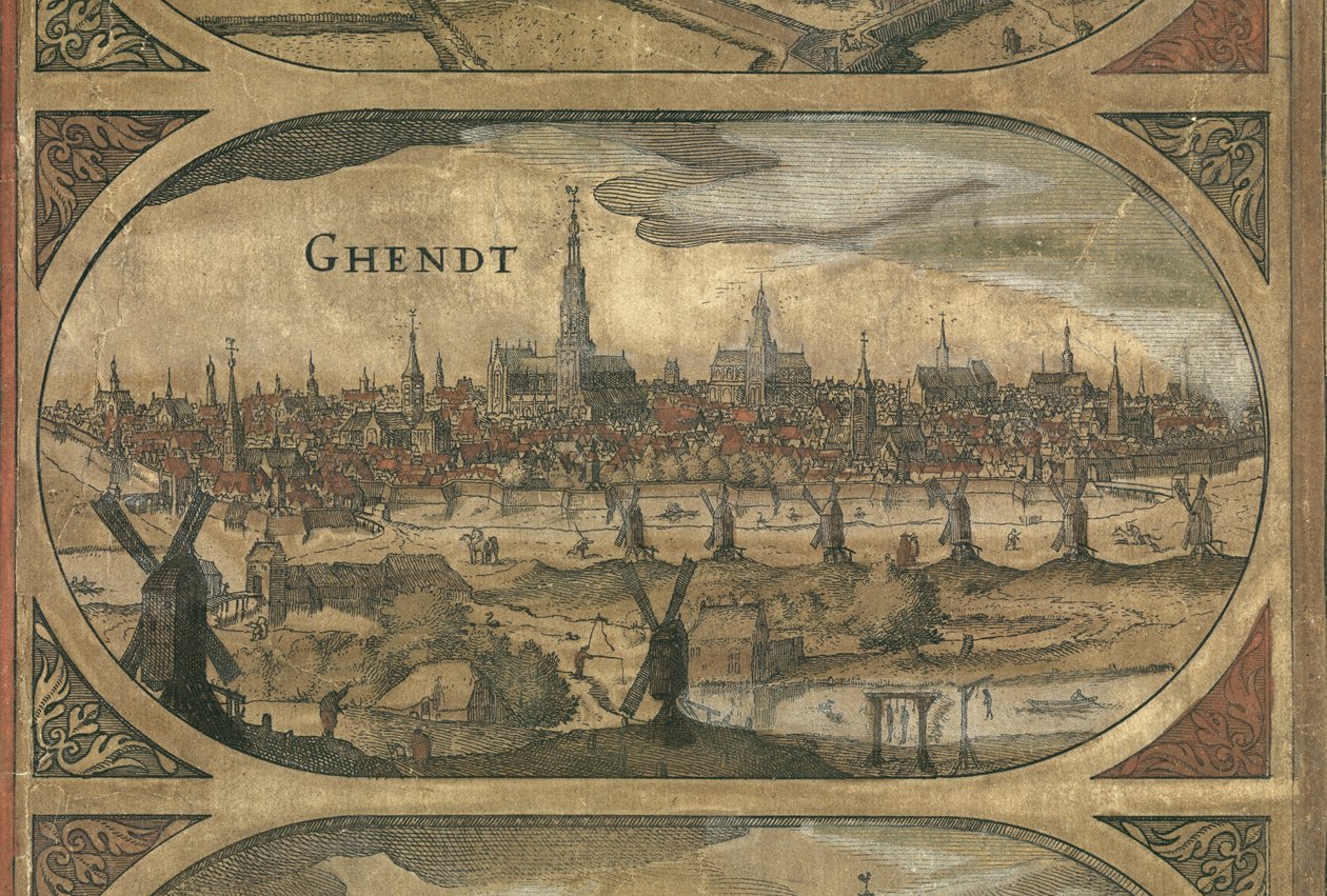 Mapa ścienna Holandii, Willem Blaeu, detal Gandawa autorstwa Willem Janszoon Blaeu