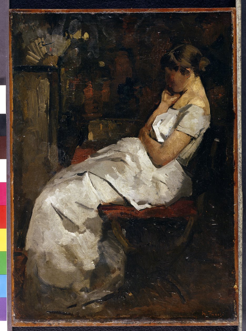 Dziewczyna w bieli, ok.1889 (panel) autorstwa Willem de Zwart