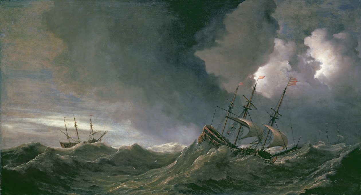 Burza na morzu autorstwa Willem van de Velde the Younger
