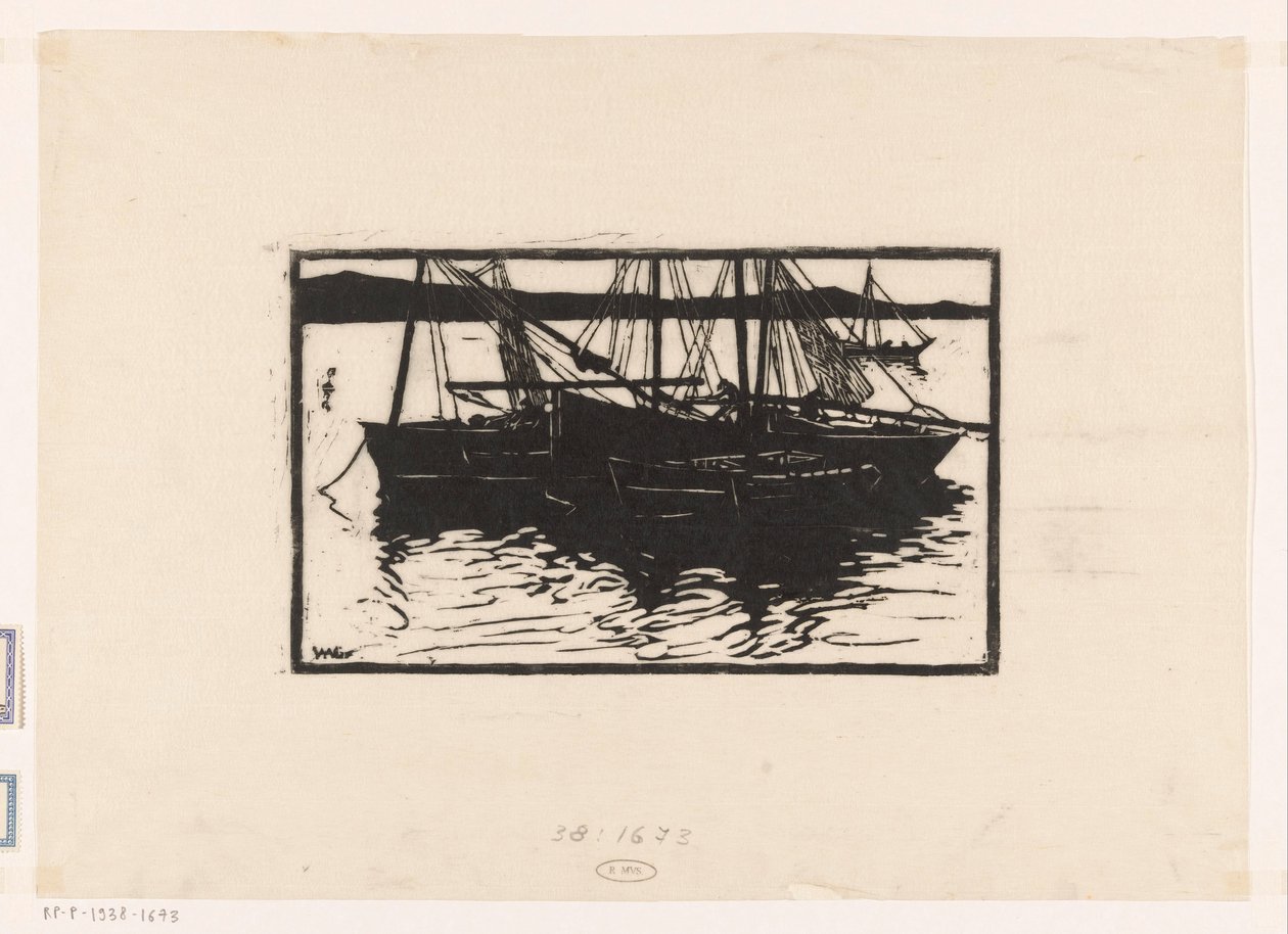 Statki zacumowane w Concarneau autorstwa Willem Adrianus Grondhout