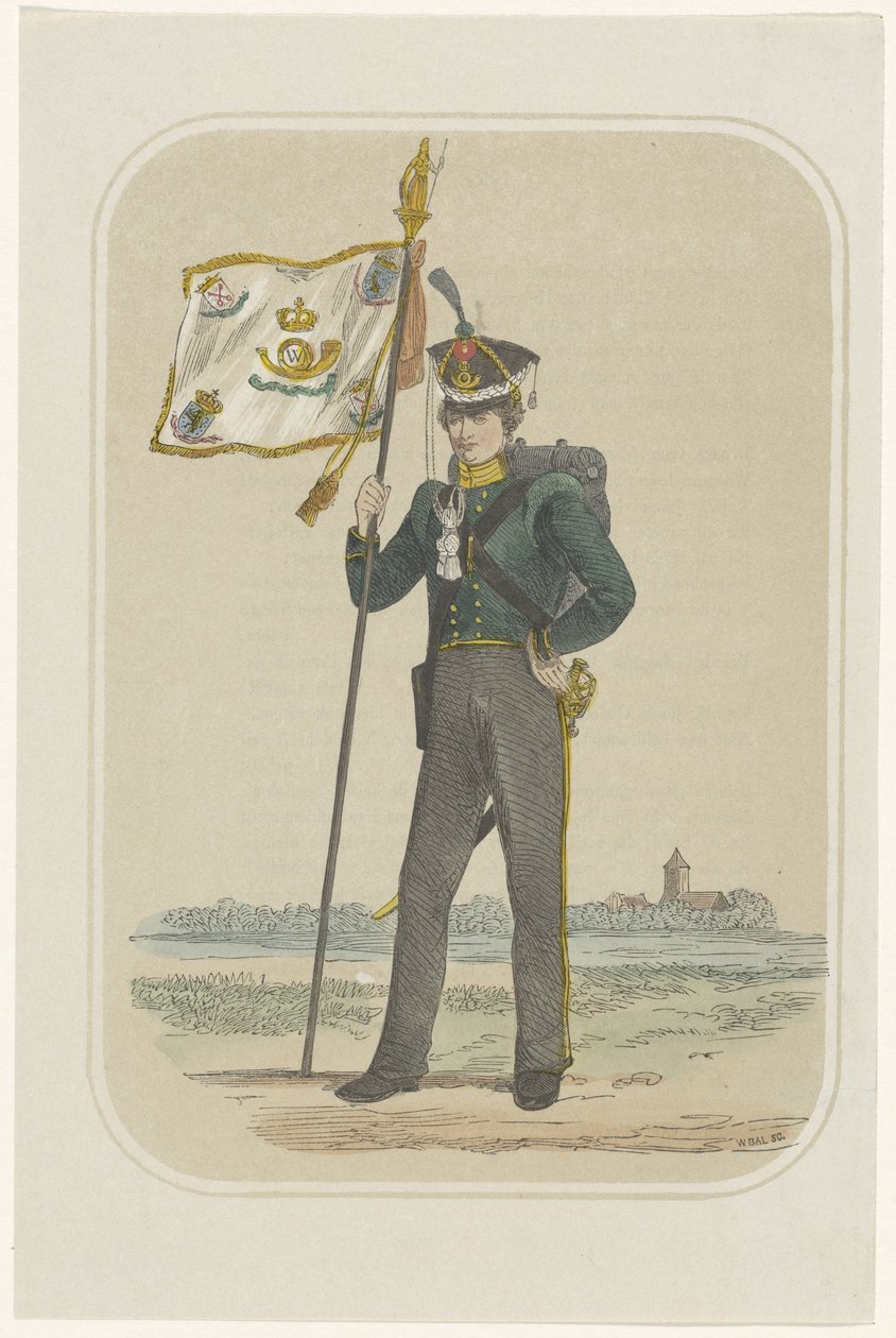 Ochotniczy Łowca Uniwersytetu w Leiden, 1830 autorstwa Willem Bal