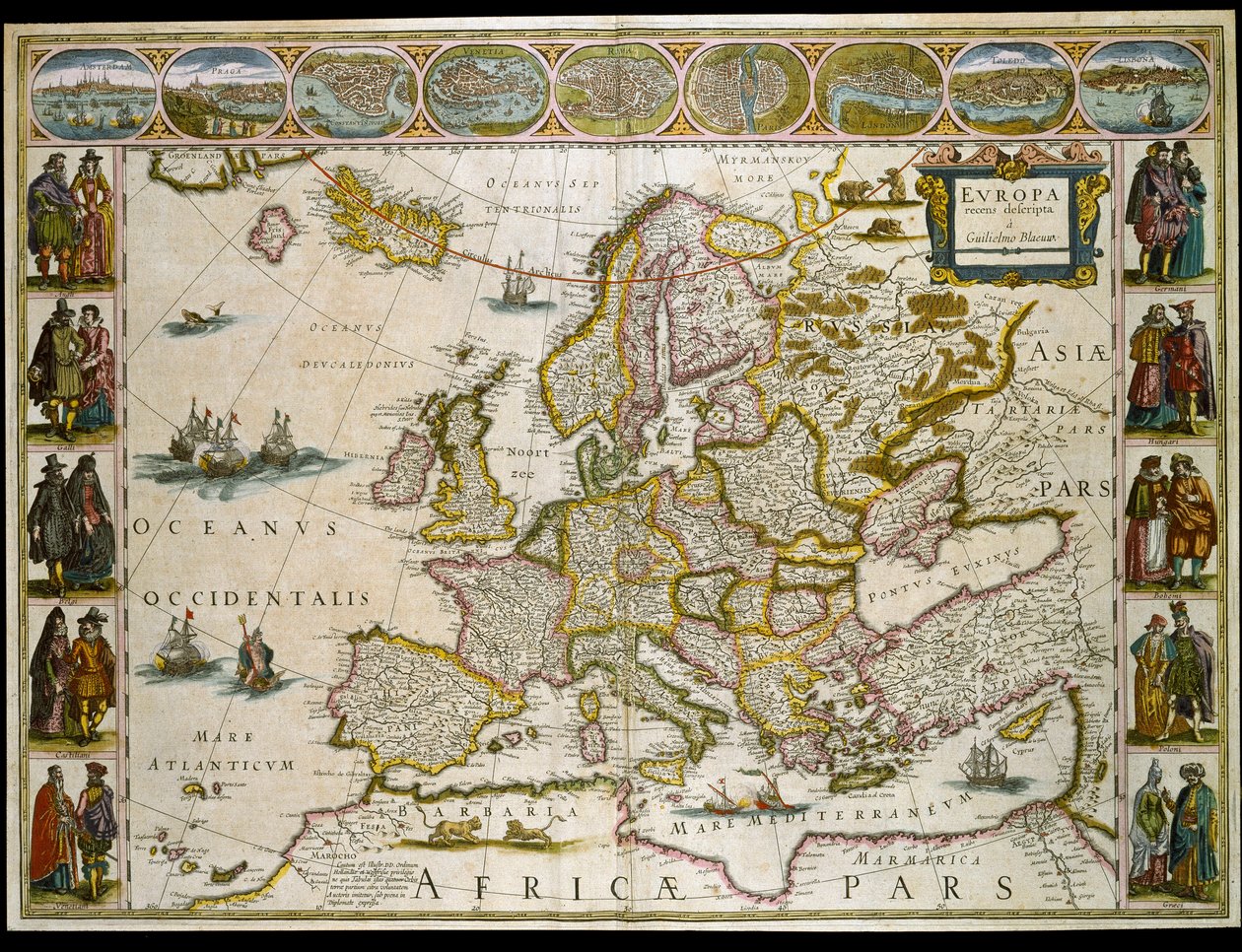 Mapa Europy. (rytownictwo autorstwa Willem Blaeu