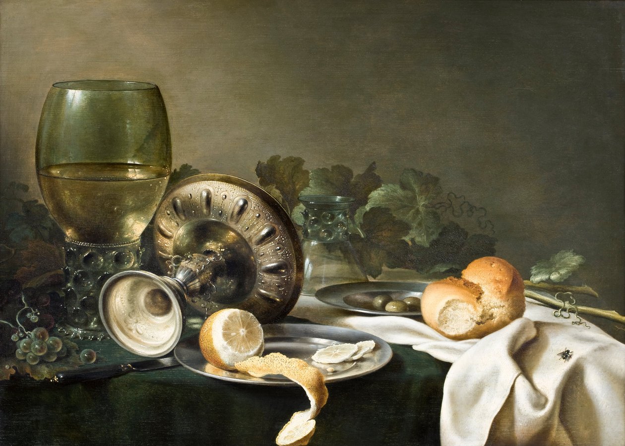 Martwa natura, ok. 1630 (olej na panelu) autorstwa Willem Claesz. Heda