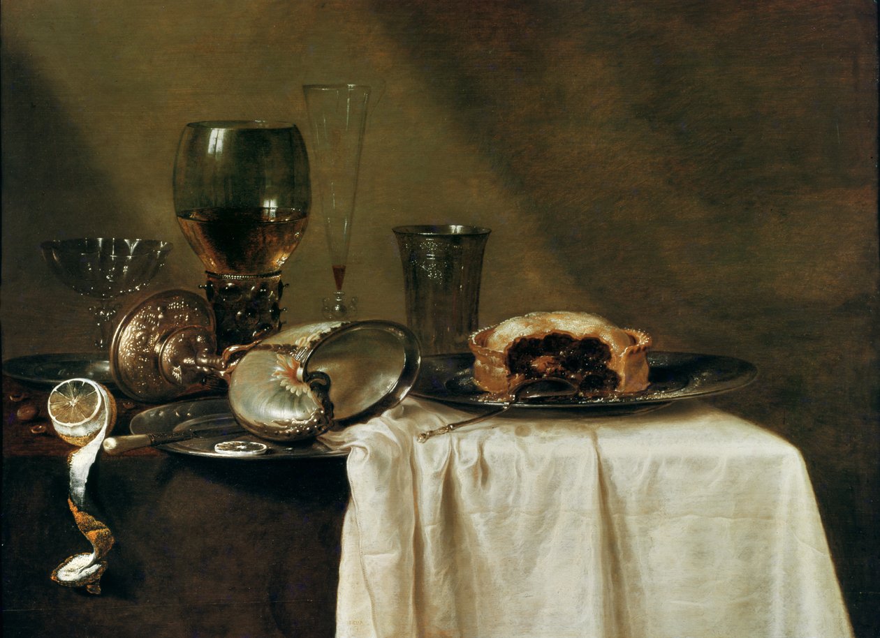 Juodųjų serbentų pyragas, 1635 poli autorstwa Willem Claesz. Heda