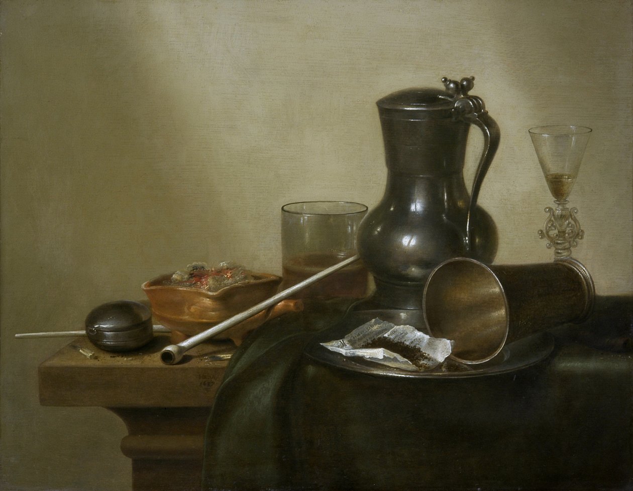 Tytoń Martwa Natura, 1637 autorstwa Willem Claesz. Heda