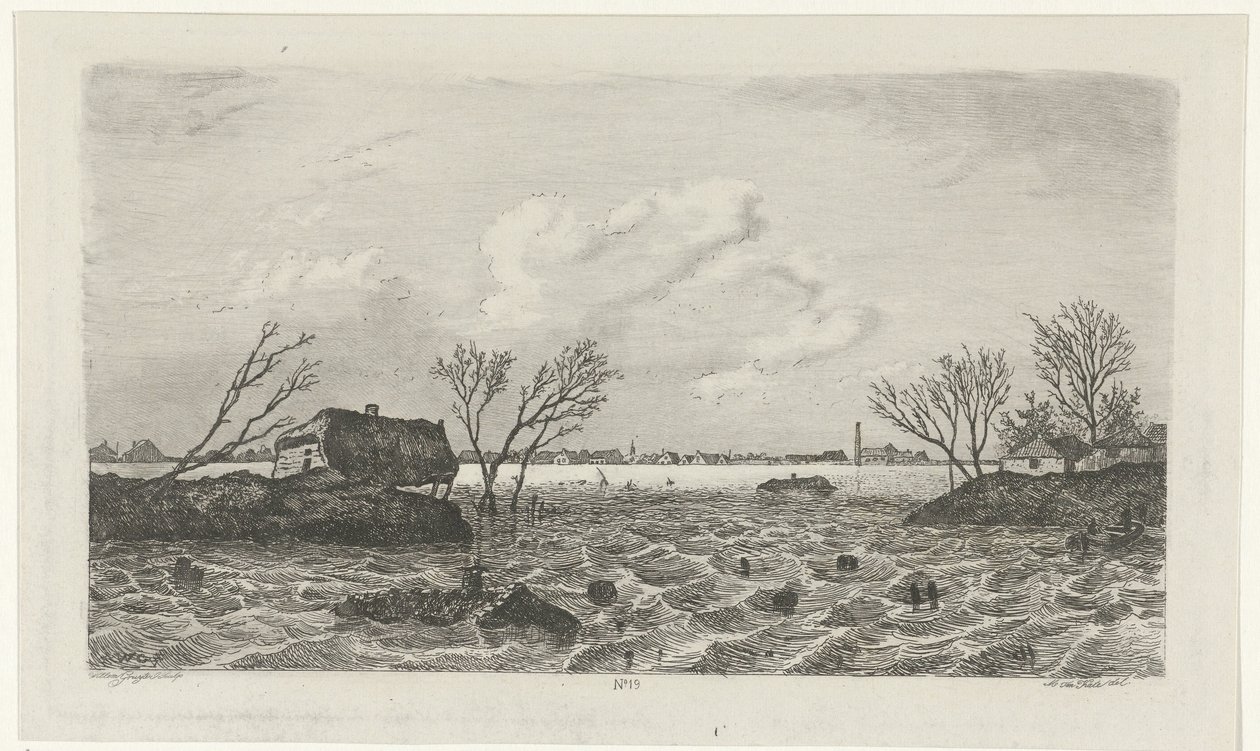 Przerwa na grobli w Dreumel, 1855 autorstwa Willem Gruyter jr.