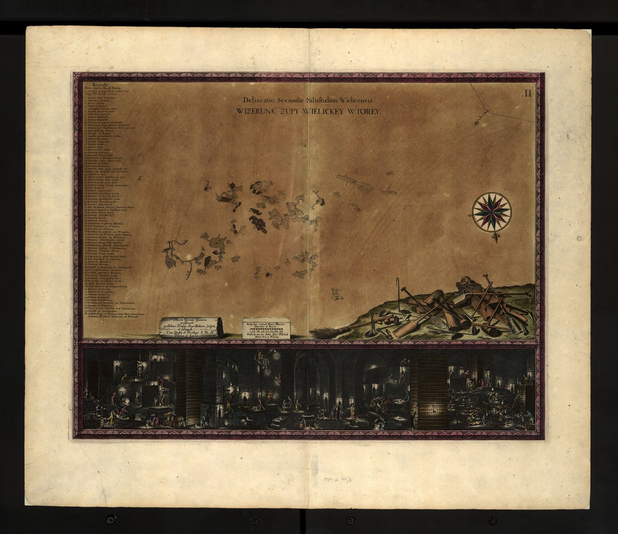 Mapa Kopalni Soli w Wieliczce autorstwa Willem Hondius