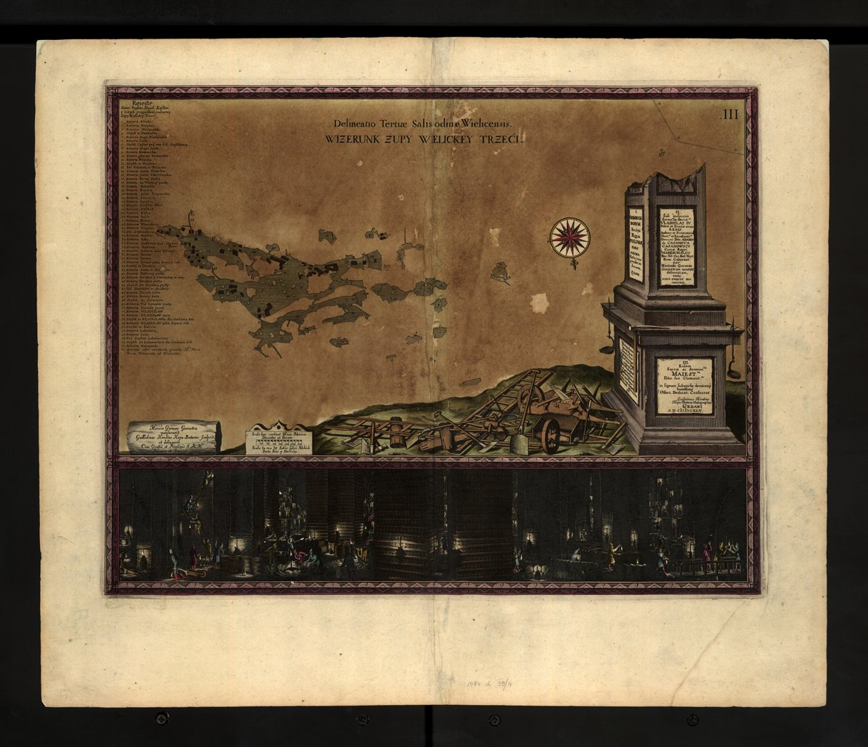 Mapa Kopalni Soli w Wieliczce autorstwa Willem Hondius