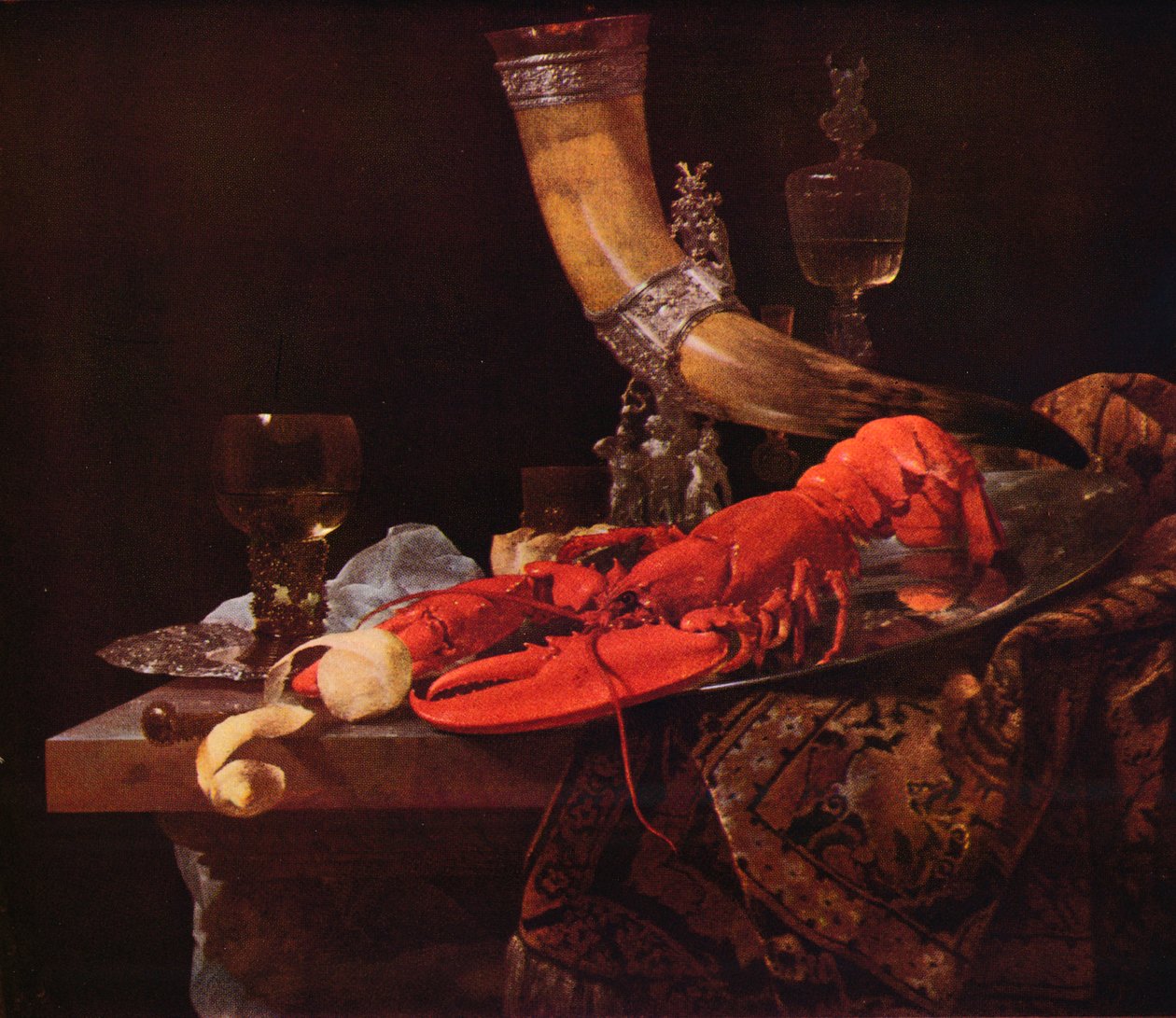 Martwa natura z rogiem do picia, c1653, 1938 autorstwa Willem Kalf