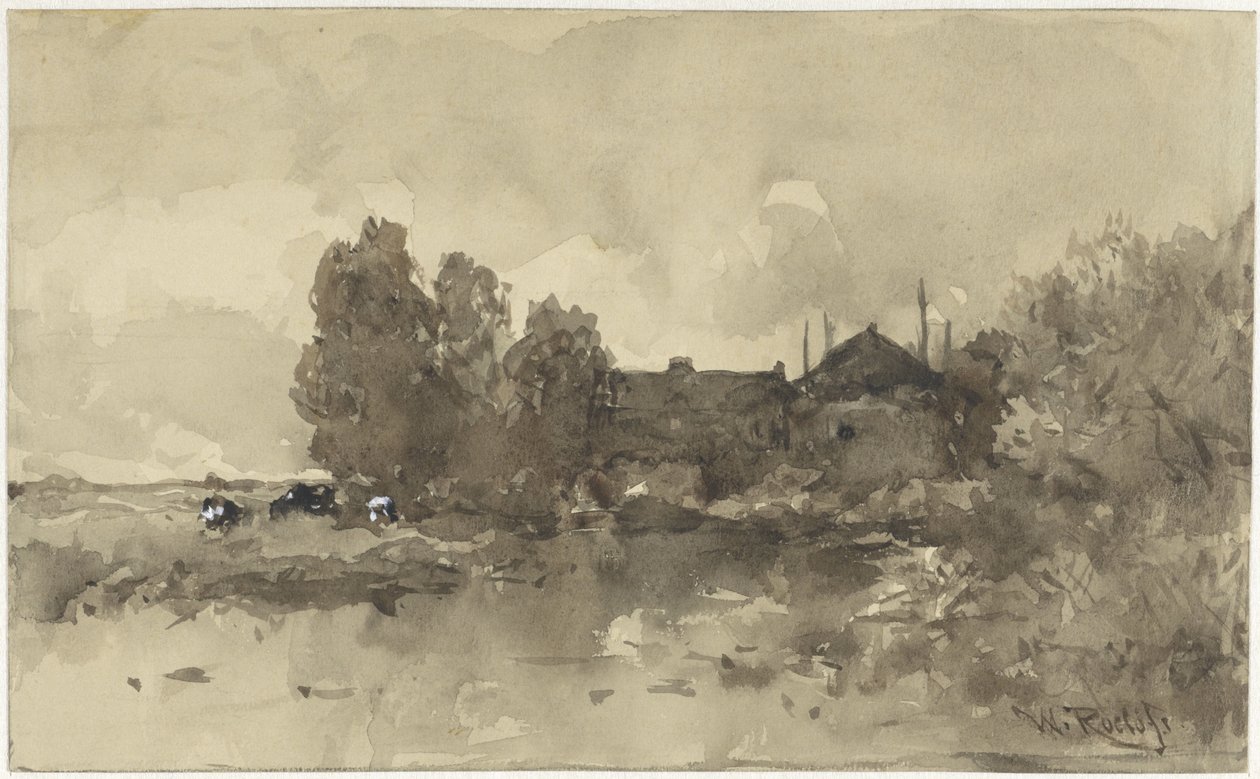 Krajobraz z farmą autorstwa Willem Roelofs (I)