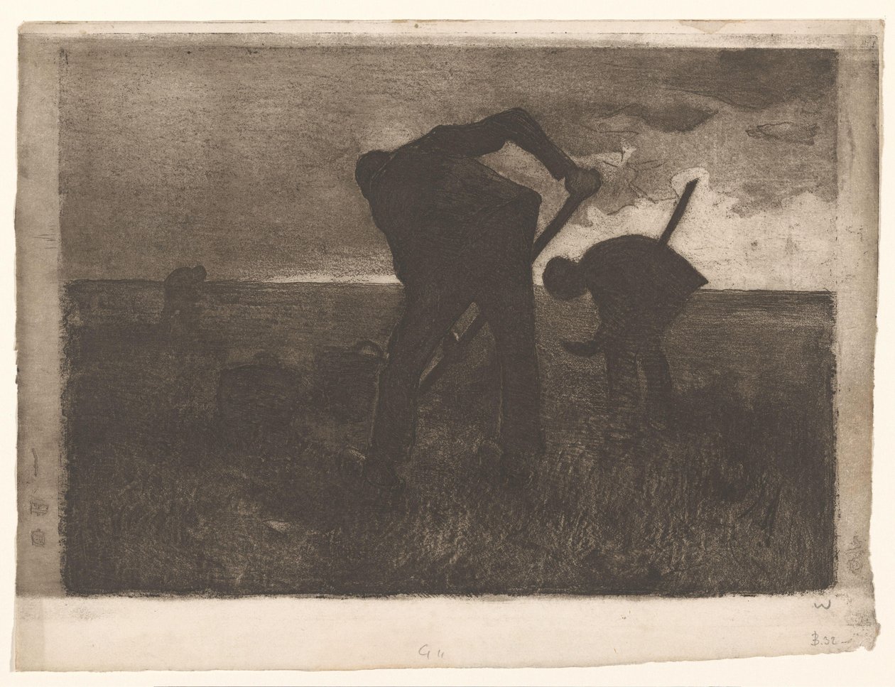 Trzy kombajny ziemniaczane autorstwa Willem Witsen (signed by artist)