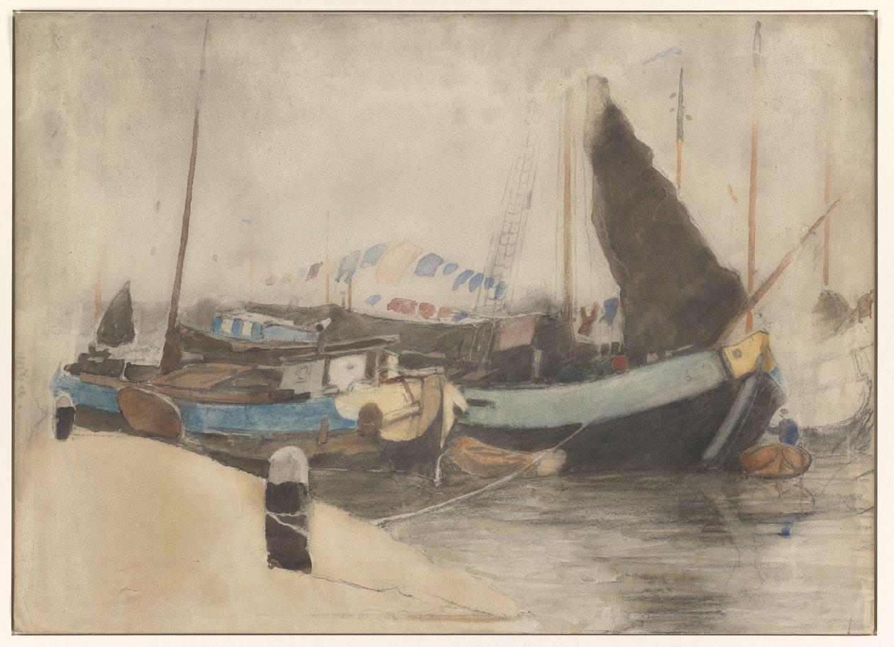 Zacumowane barki autorstwa Willem Arnoldus Witsen