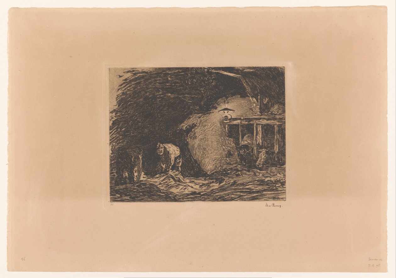Stabilne wnętrze przy świetle lampy autorstwa Willem de Zwart (signed by artist)