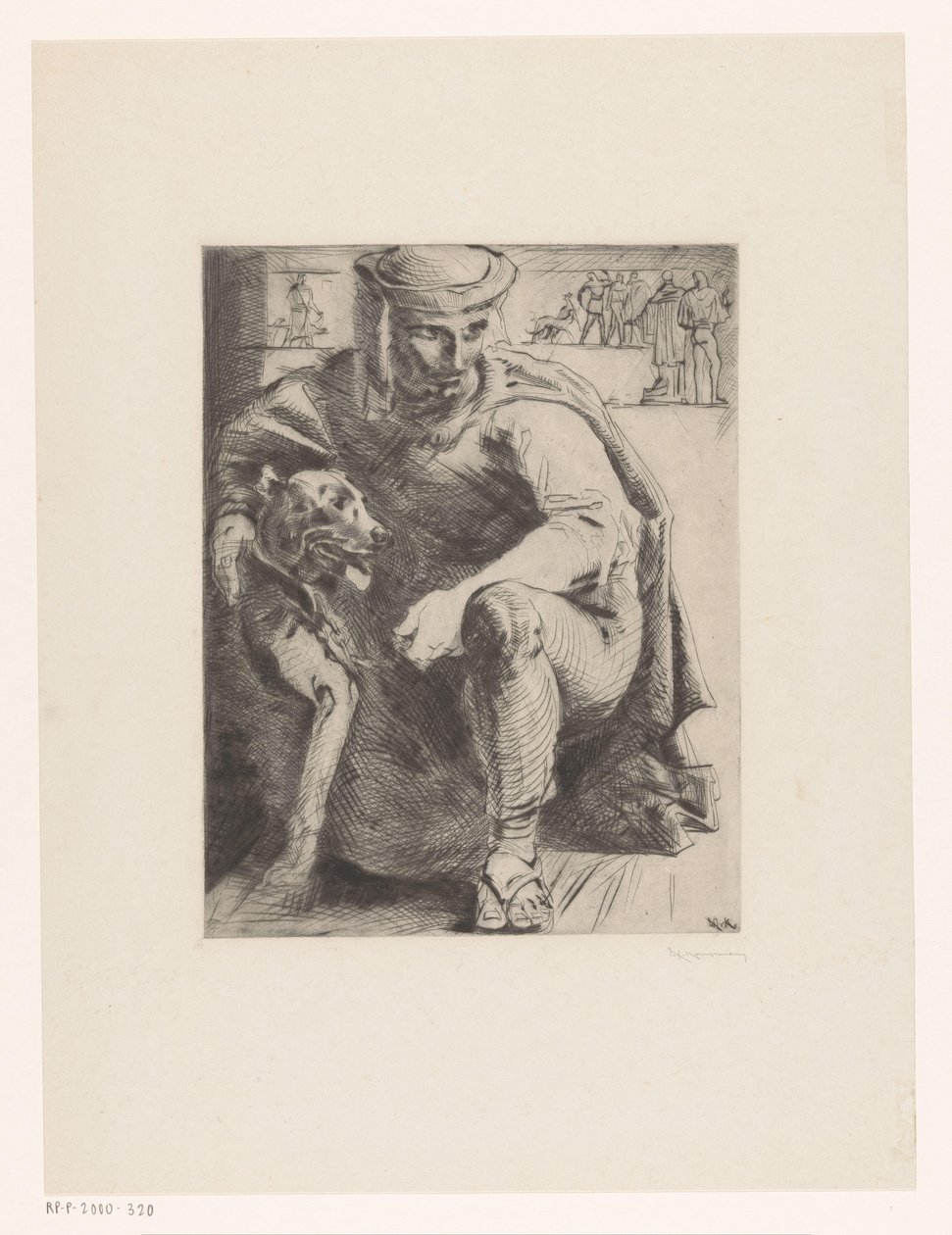 myśliwy z psem autorstwa Willem van Konijnenburg (signed by artist)