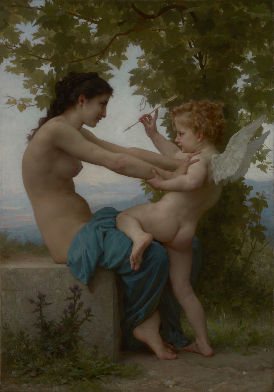 Młoda dziewczyna broniąca się przed Eros autorstwa William Adolphe Bouguereau
