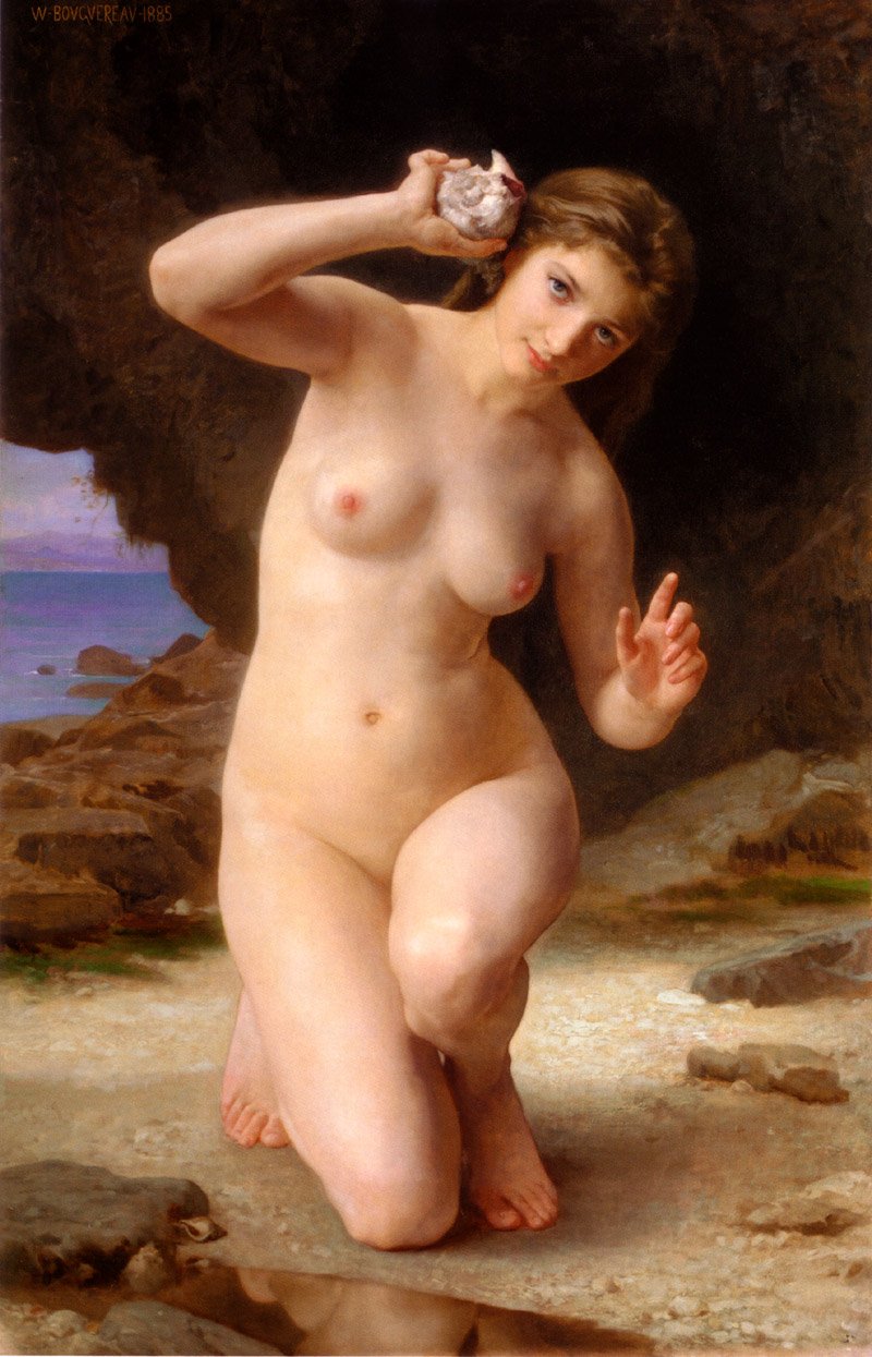 Kobieta z muszelką autorstwa William Adolphe Bouguereau