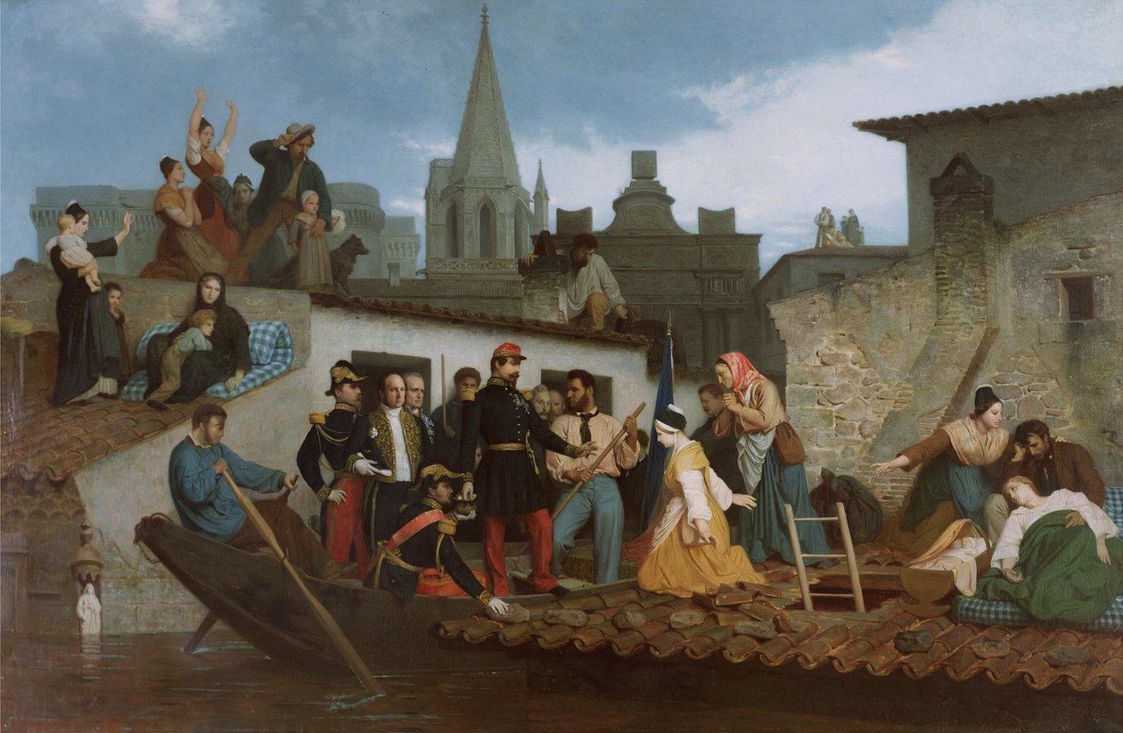 Napoleon III odwiedzający ofiary powodzi w Tarascon autorstwa William Adolphe Bouguereau