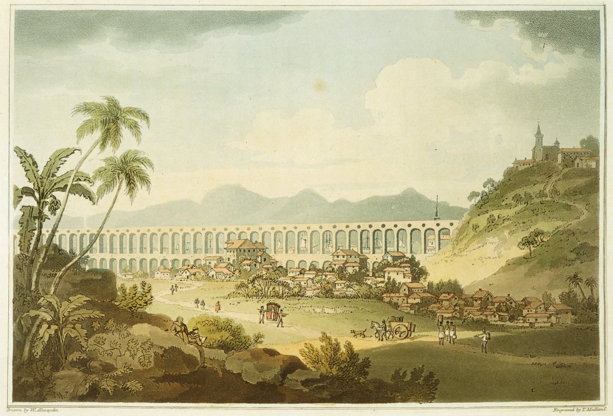 Arcos de Carioco, czyli Wielki Akwedukt w Rio de Janeiro, płyta 5 z „Podróży do Cochinchina” Johna Barrowa (1764-1848) rytowana przez Thomasa Medlanda (1755-1823) 1806 (akwatinta) autorstwa William Alexander