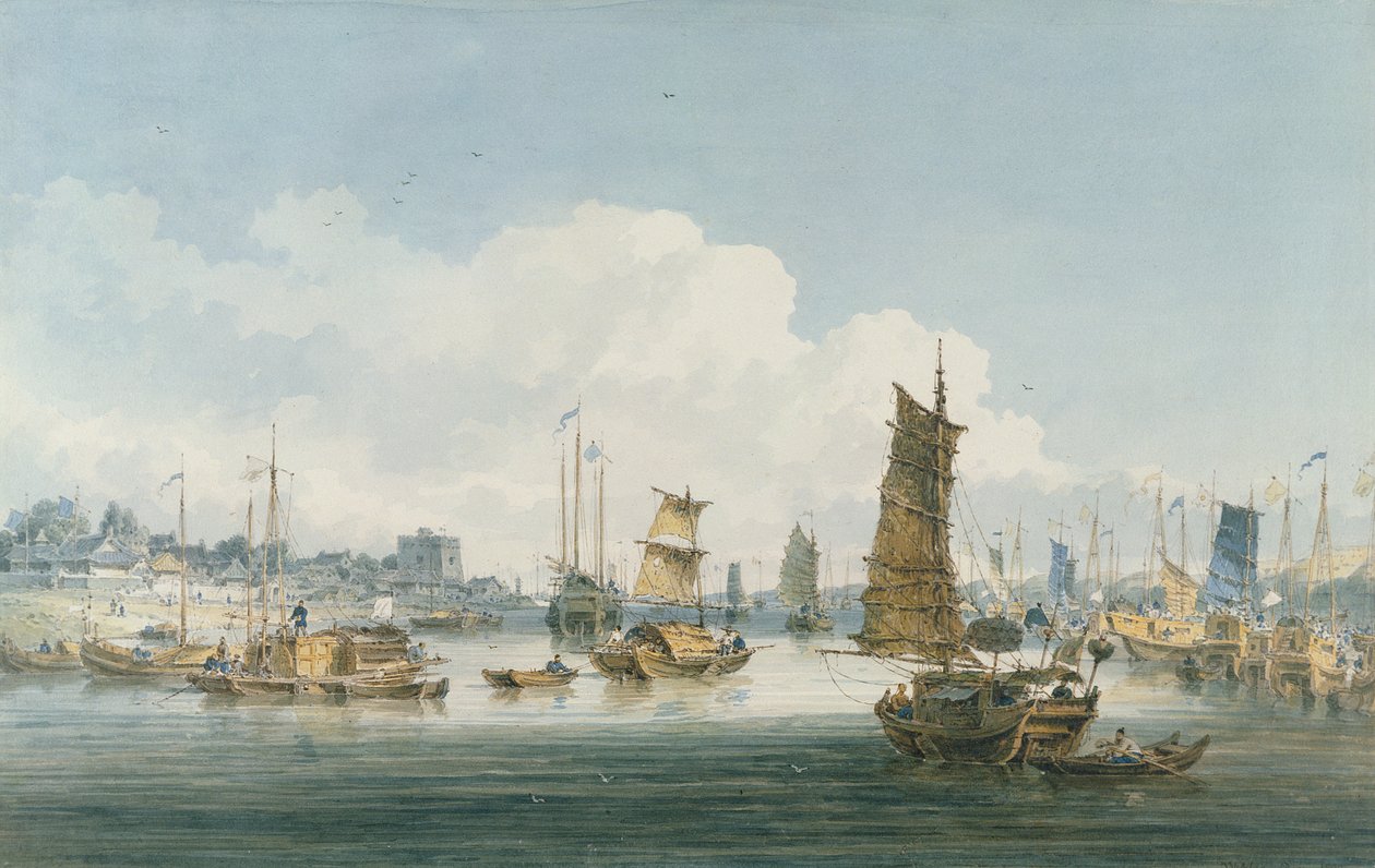 Widok w pobliżu miasta Tientsin, 1800 (wc nad grafitem na papierze tkanym) autorstwa William Alexander