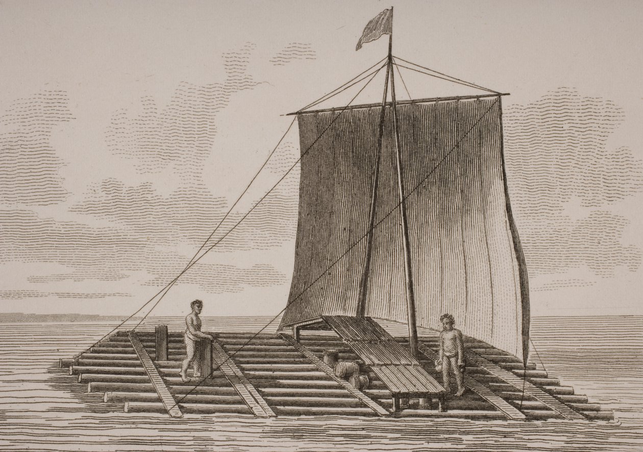 Tratwa z balsy z Ameryki Południowej, rytowana przez Thomasa Miltona (1743-1827) 1820 autorstwa William Anderson