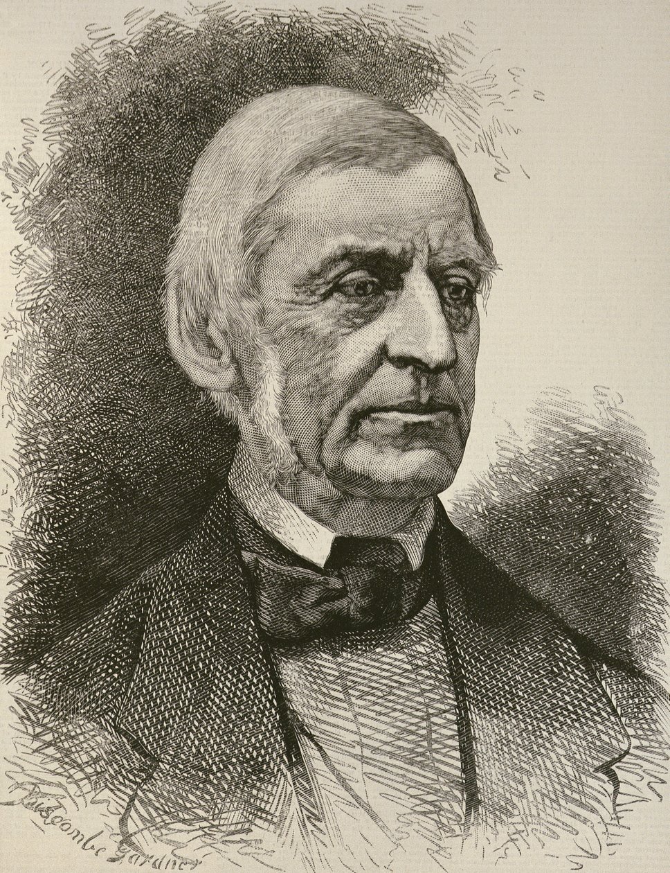 Późny Ralph Waldo Emerson (1803-82), z "The Illustrated London News", 6 maja 1882 r. autorstwa William Biscombe Gardner