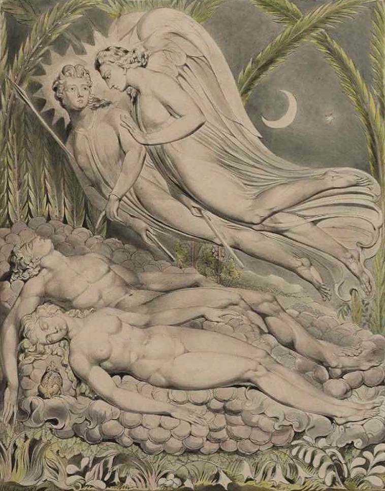 Adam i Ewa śpią autorstwa William Blake