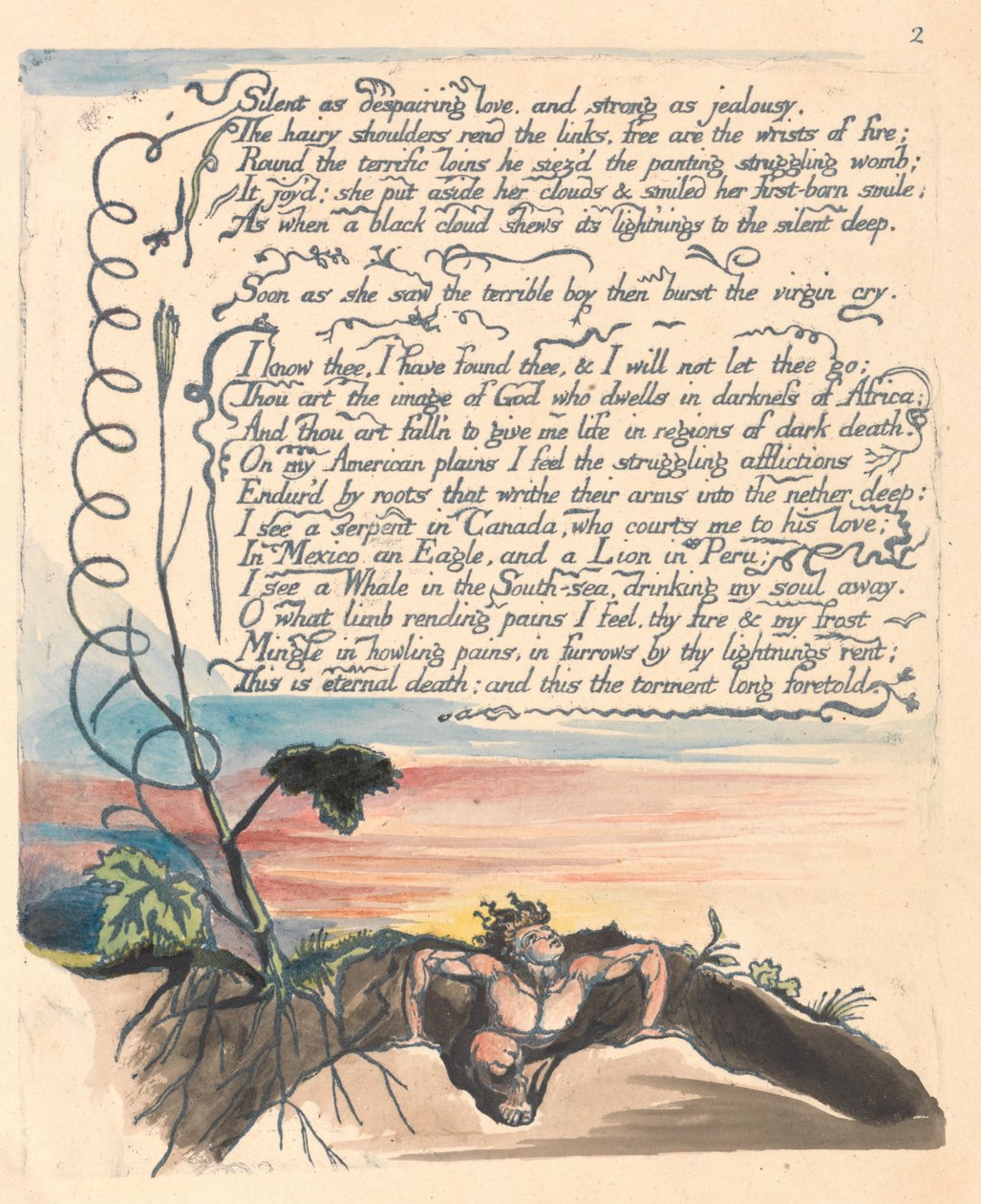 Ameryka. A Prophecy, Plate 4, autorstwa William Blake