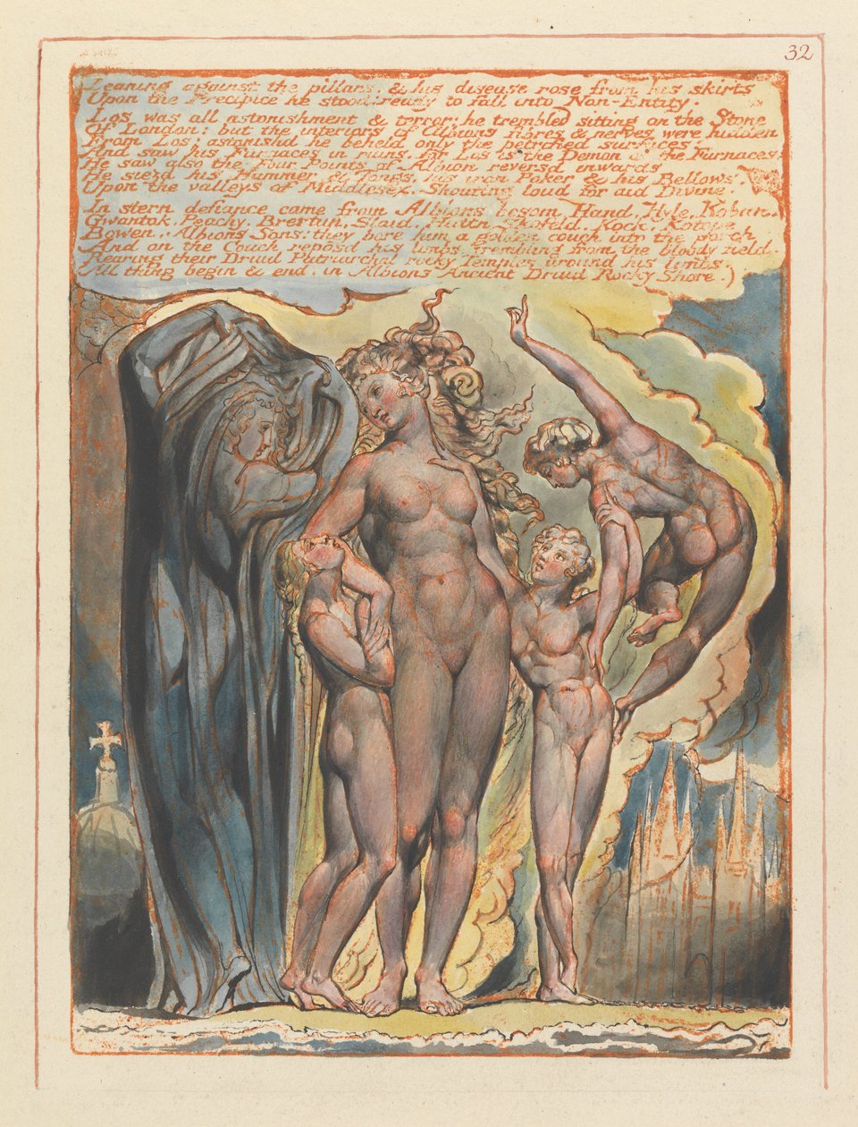 Jerozolima, Tablica 32, Oparty o filary.... autorstwa William Blake