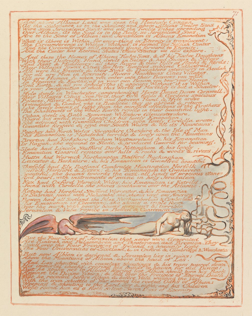 Jerozolima, ilustracja 71, a nad ziemią Albions.... autorstwa William Blake