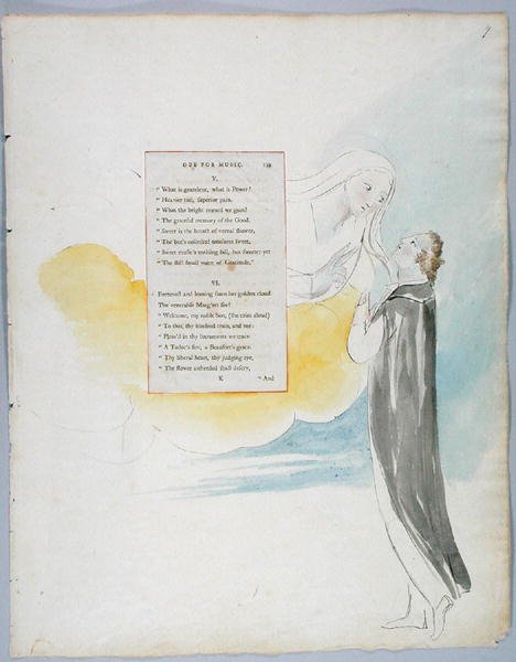 Oda do muzyki, wzór 99 z The Poems of Thomas Gray, 1797-98 (toaleta z piórem i atramentem na papierze) autorstwa William Blake