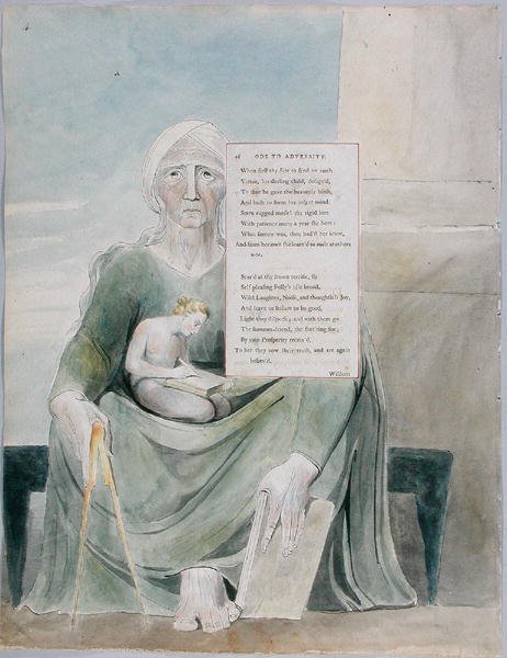 Oda do przeciwności, wzór 38 z The Poems of Thomas Gray, 1797-98 (toaleta z piórem i czarnym tuszem na papierze) autorstwa William Blake