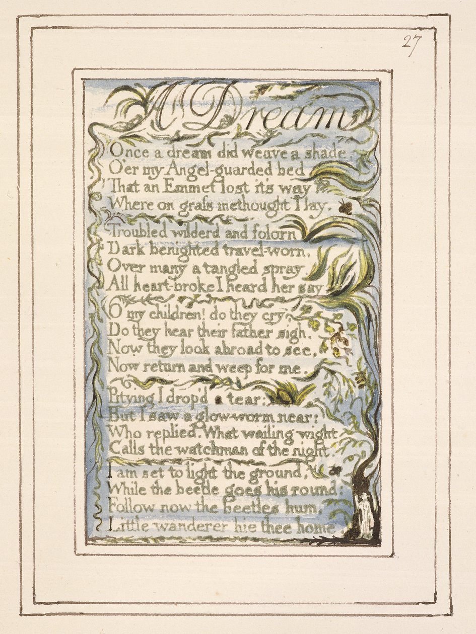 P.124-1950.pt27 Sen: płyta 27 z Pieśni o niewinności i doświadczeniu (kopia R) c.1802-08 (akwaforta, tusz i wc) autorstwa William Blake