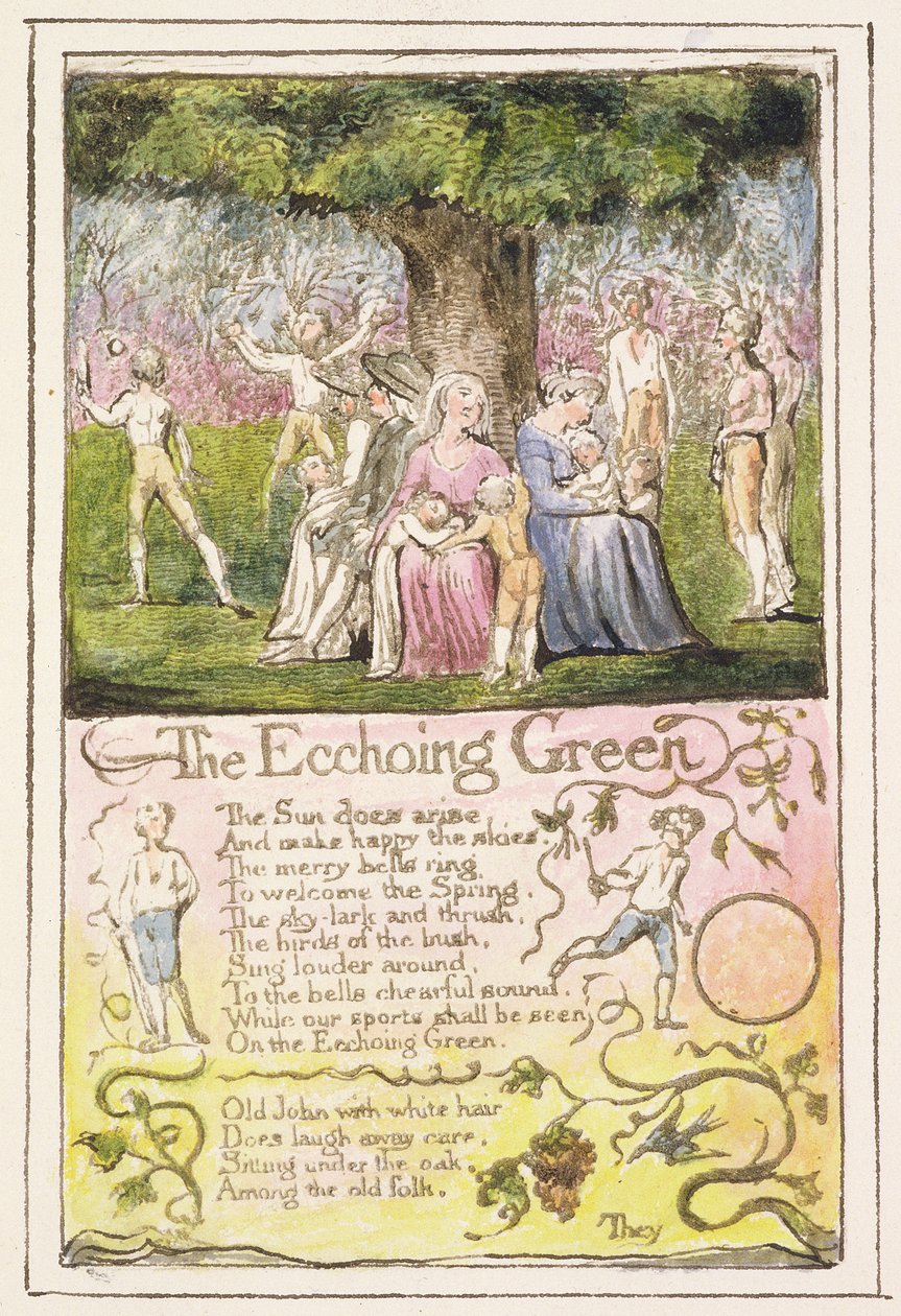P.124-1950.pt5 Echoing Green: płyta 5 z Pieśni o niewinności i doświadczeniu (kopia R) c.1802-08 (akwaforta, tusz i wc) autorstwa William Blake