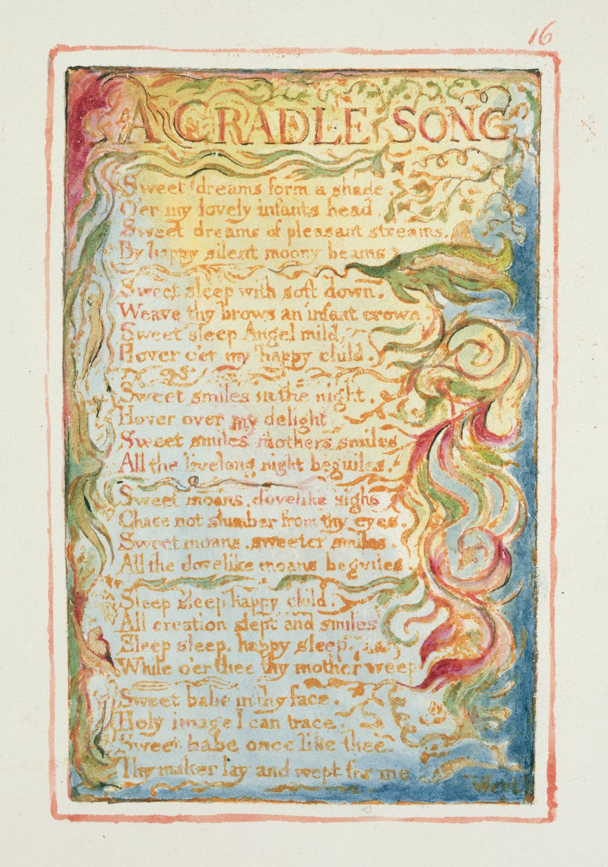 P.125-1950.pt16 A Cradle Song: płyta 16 z „Pieśni o niewinności i doświadczeniu” (kopia AA) c.1815-26 (akwaforta, tusz i wc) autorstwa William Blake