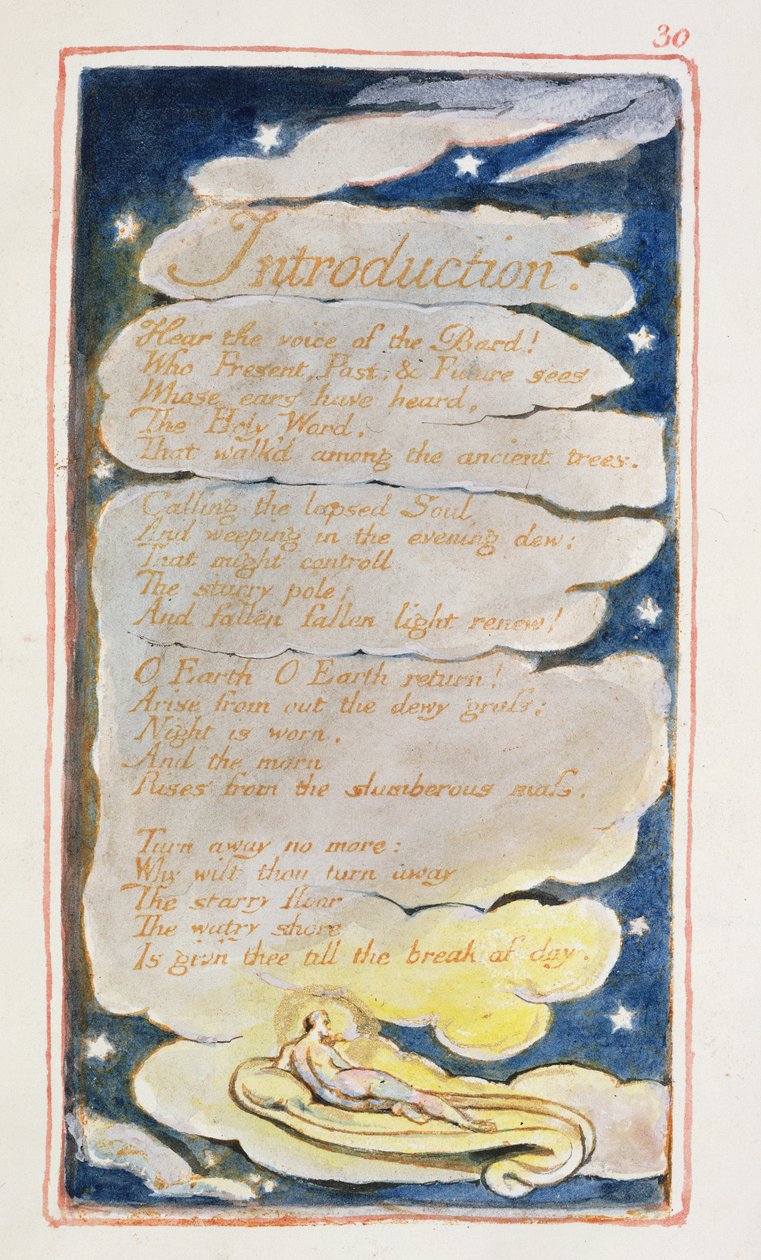 P.125-1950.pt4 Wprowadzenie: płyta 4 z „Pieśni o niewinności i doświadczeniu” (kopia AA) c.1815-26 (akwaforta, tusz i wc) autorstwa William Blake