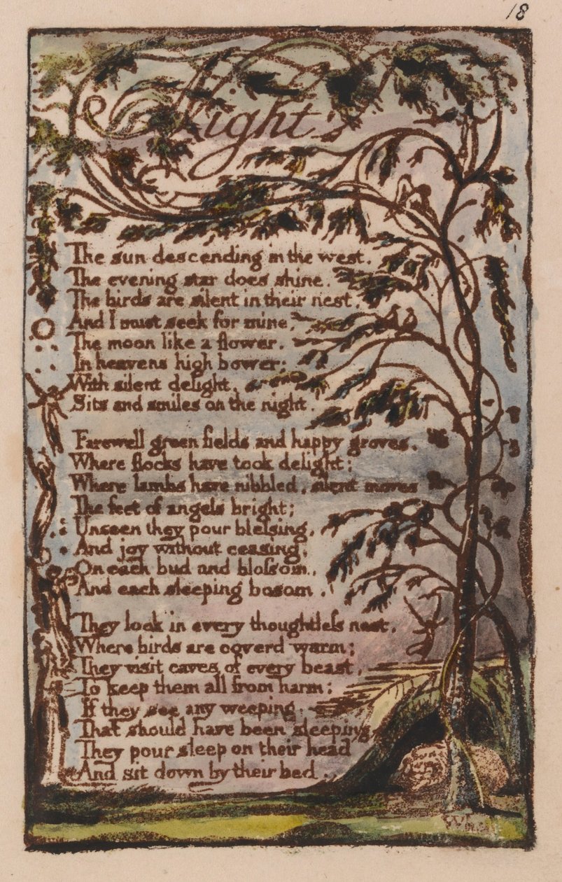 Pieśni niewinności i doświadczenia, płyta 18, noc (Bentley 20) autorstwa William Blake