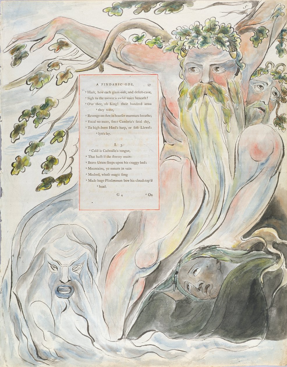 Bard: Oda Pindaryczna, projekt 57 z „Poematów Thomasa Graya”, 1797-98 (wc z piórem i atramentem na papierze) autorstwa William Blake