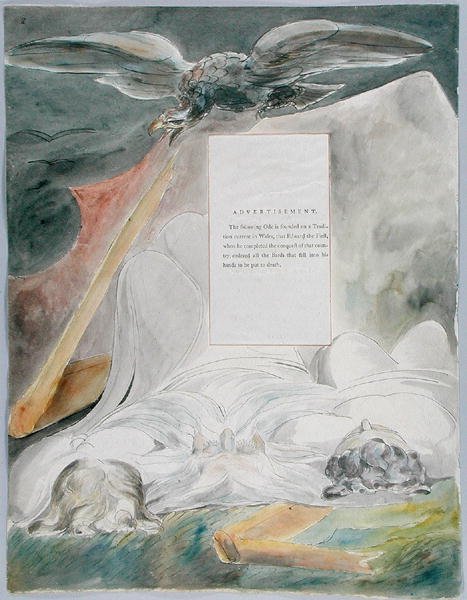 Bard, wzór 54 z The Poems of Thomas Gray, 1797-98 (toaleta z piórem i czarnym tuszem na papierze) autorstwa William Blake