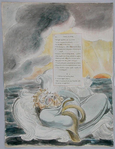 Bard, wzór 60 z The Poems of Thomas Gray, 1797-98 (wc z piórem i atramentem na papierze) autorstwa William Blake
