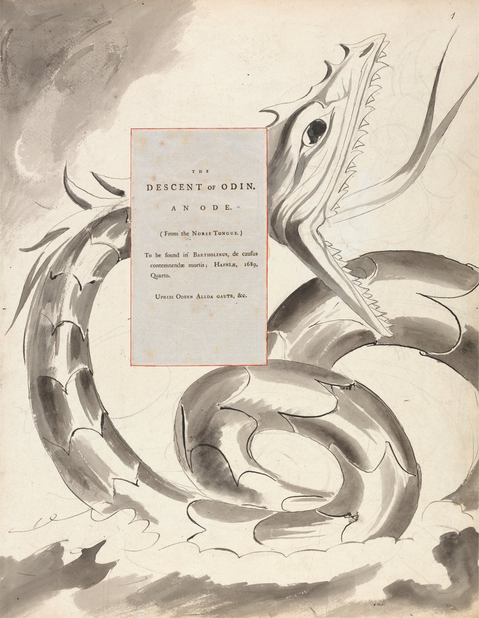 Zejście Odyna, wzór 77 z Poematów Thomasa Graya, 1797-98 (wc z piórem i atramentem na papierze) autorstwa William Blake